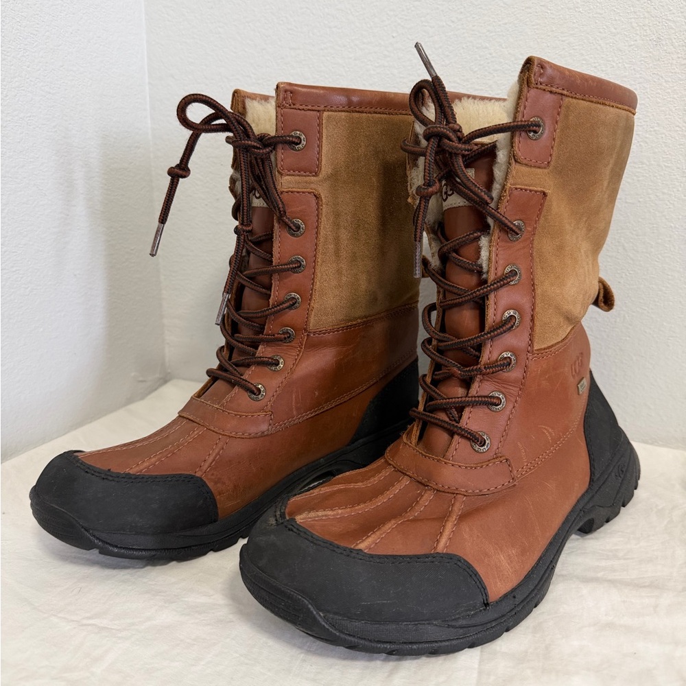 Ugg Butte Vibram waterproof boots lace up brown size 8.5 - Picture 16 of 16